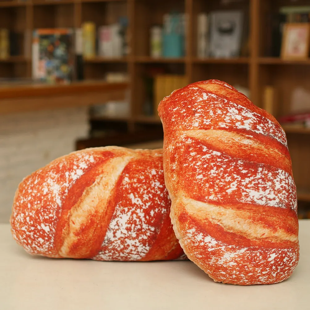 

35Cm Simulation Bread Pillow Lumbar Cushion Washable Cotton Filled For Home Sofa Back Support Bread Cushion Pillow