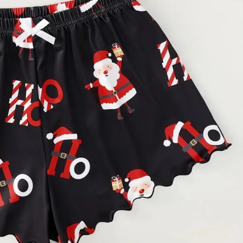 Women Christmas Santa Claus Crop Tops Strap Snowman Tees Nightclothes Pyjamas Nightgown Shorts Shirts Suit Casual Suits Sets