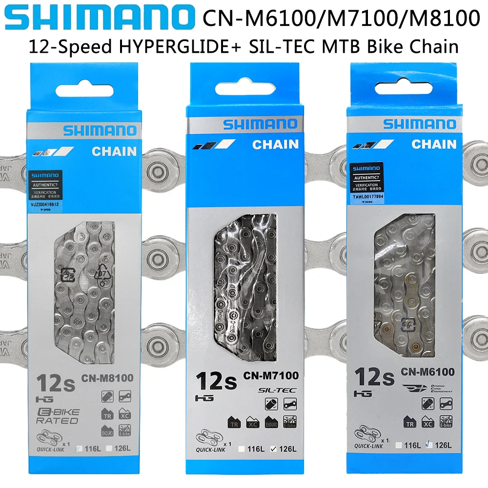 

Цепь велосипедная SHIMANO CN M6100/M7100/M8100, 116L 126L HG, оригинальные детали для горного велосипеда, 12 Скоростей