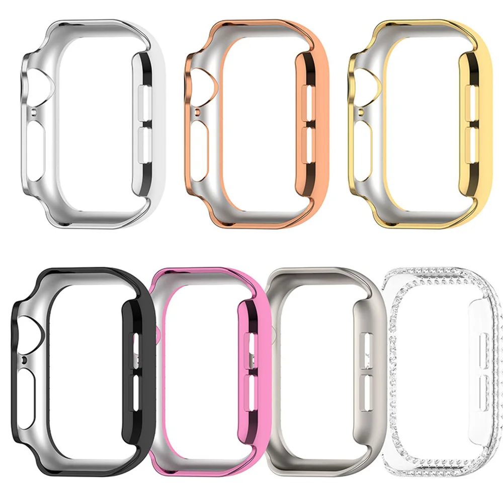 

42/46Mm Watch Case For Apple Watch10 Anti-Drop Cover PC Hollow Protective Shell With Single Row Drill Smartwatch Accessory