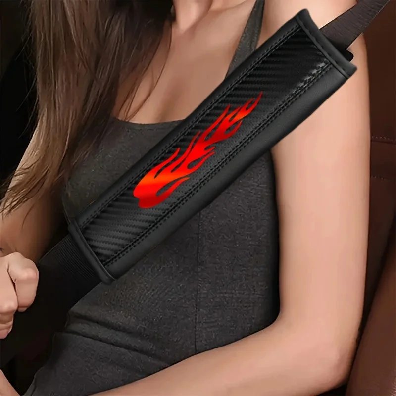 Flame Pattern Car Seat Belt Shoulder Pad Label Custom Drop Shipping Seat Belt Protector for Automobile Use Car Accessories