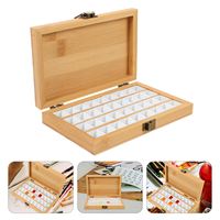 Bamboo Watercolor Paint Box Empty Box 36 Grid Outdoor Portable Color Box Solid Paint Box Nail Polish Box Color Palette