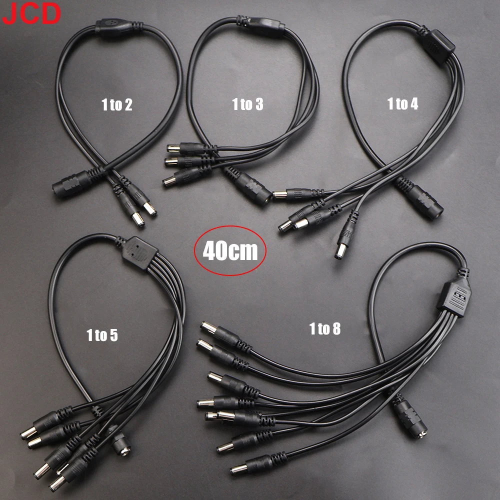 JCD 5.5*2.1mm 1 à 2/3/4/5/6/8 voies câble séparateur d'alimentation cc 5V 12V adaptateur d'alimentation connecteur cordon pour bande lumineuse LED caméra de vidéosurveillance