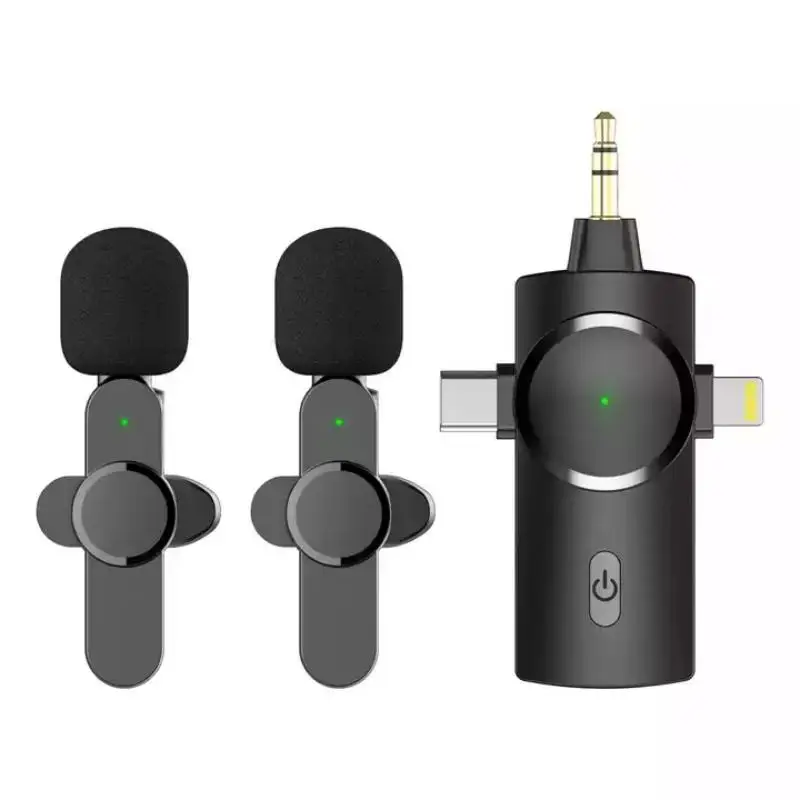 3 in 1 Wireless Microphone Plug-play Portable Noise Cancelling Audio Video Recording Vlog for Type-C Lightning 3.5mm