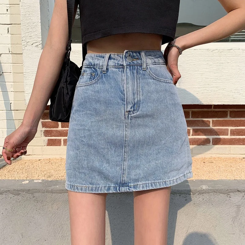 Streetwear Black Women\'s A-Line Skirts Jeans Summer High Waist Mini Skirt Casual Fashion High Street Harajuku Skirts for Women