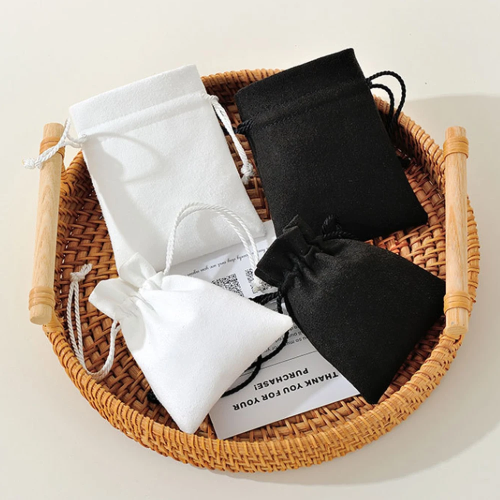 50Pcs Elegant Custom Logo Microfiber Jewelry Drawstring Bag Rings Earrings Gift Packaging Organizer Pouch Party Wedding Favors