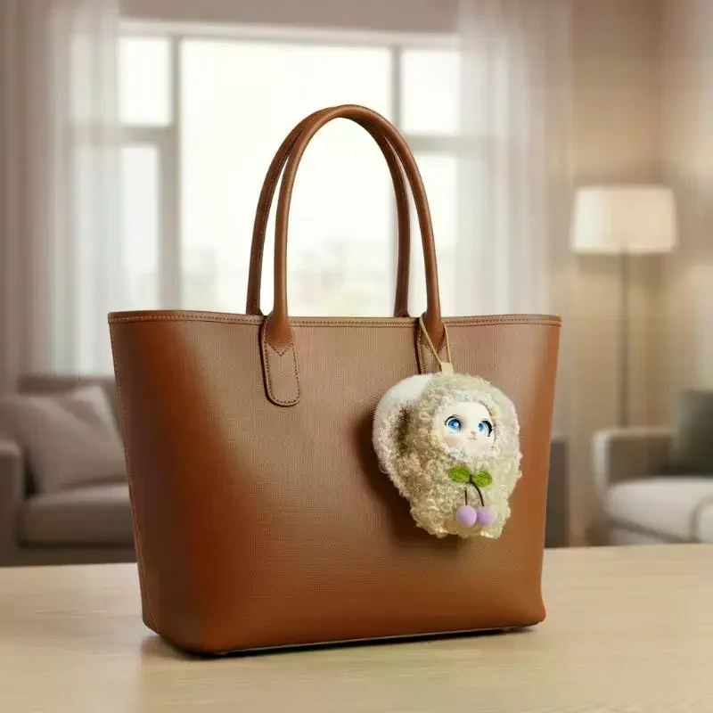 Soft Curly Plush Bunny Keychain With Sparkling Big Eyes Cherry Decoration Great Bag Pendant Girls Birthday Gift