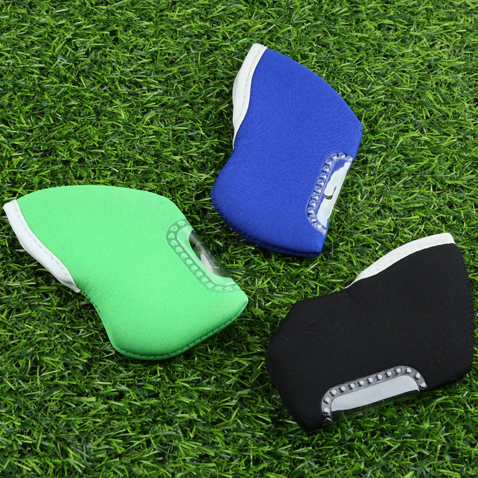 

10 шт. железные чехлы для клюшек для гольфа, неопреновые головные уборы для клюшек для гольфа, защитные чехлы на голову, 3 цвета, 11,5 см х 7,5 см, аксессуары для гольфа