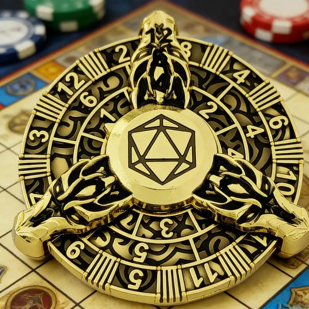 

D20 Roulette Dice Pendant Metal Fingertip Gyro Dice For Dragon and Dungeons D&D Cthulhu Board Game Dice Pendant RPG Dice Player