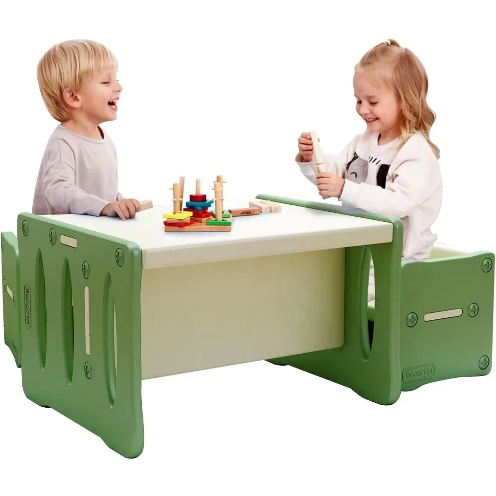 Benarita-Mesa y Juego de 2 sillas para niños, mesa de actividades de plástico para lectura, artes, manualidades, tarea, muebles Montessori w