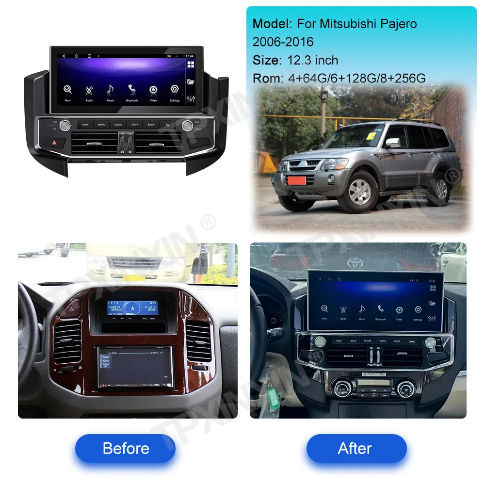 12.3 Inch  QLED Screen Android 13 For Mitsubishi Pajero 2006-2016 Car Radio Multimedia Player GPS Navi CarPlay Car Accessories