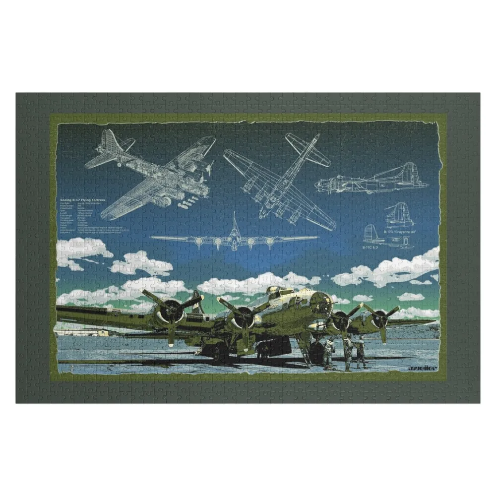 

B-17 Flying Fortress with blueprints Jigsaw Puzzle Jigsaw For Kids Woodens For Adults Name Wooden Toy Puzzle