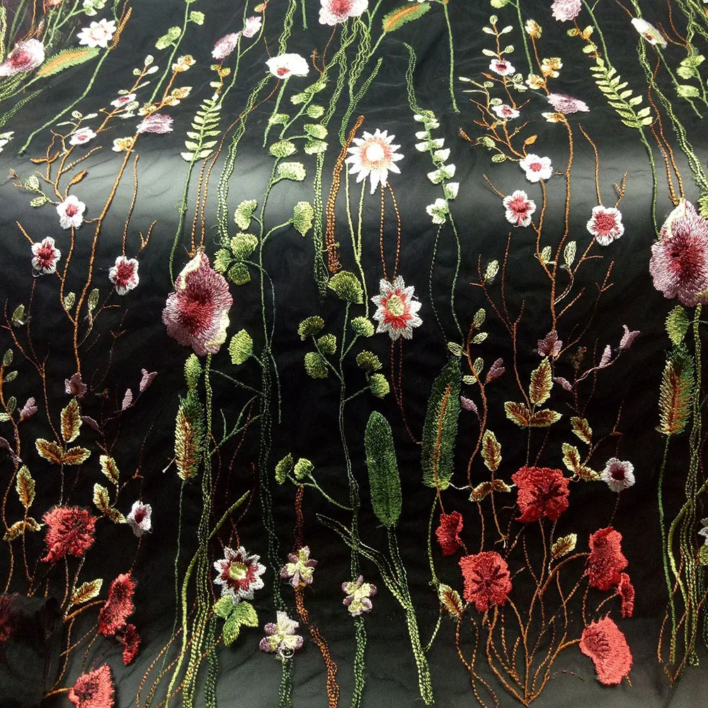 Embroidered Aquatic Plant Lace Fabric 3D Floral Tulle Mesh per Yard for Couture Wedding Dress Runway Costume Skirt Embellishment view 5