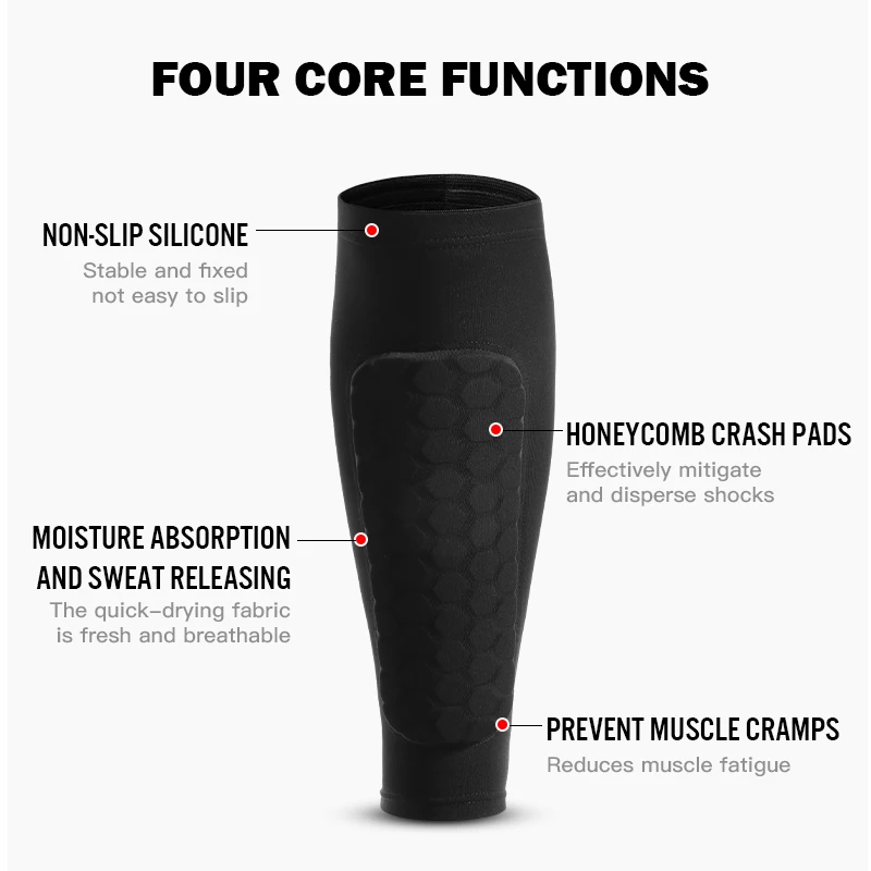 Leg Sleeves Shin Guards Shockproof Honeycomb Nylon Support Sock Shin Protector Soccer Gear Soccer Shields Sports Legging