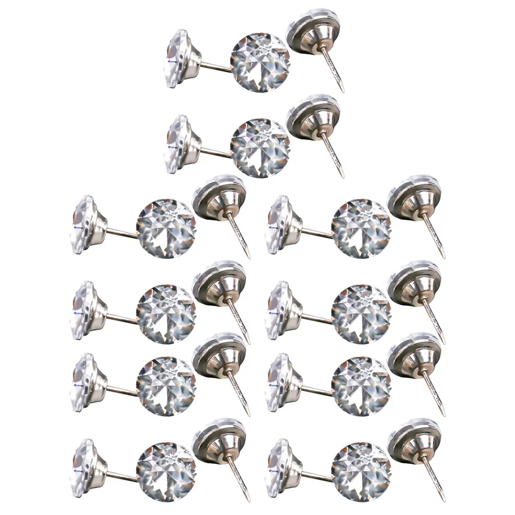 

30pcs Furniture Tacks Decorative Sofa Buttons Crystal Studs Soft Packaging Nail 18mm Upholstery DIY Craft Replacement