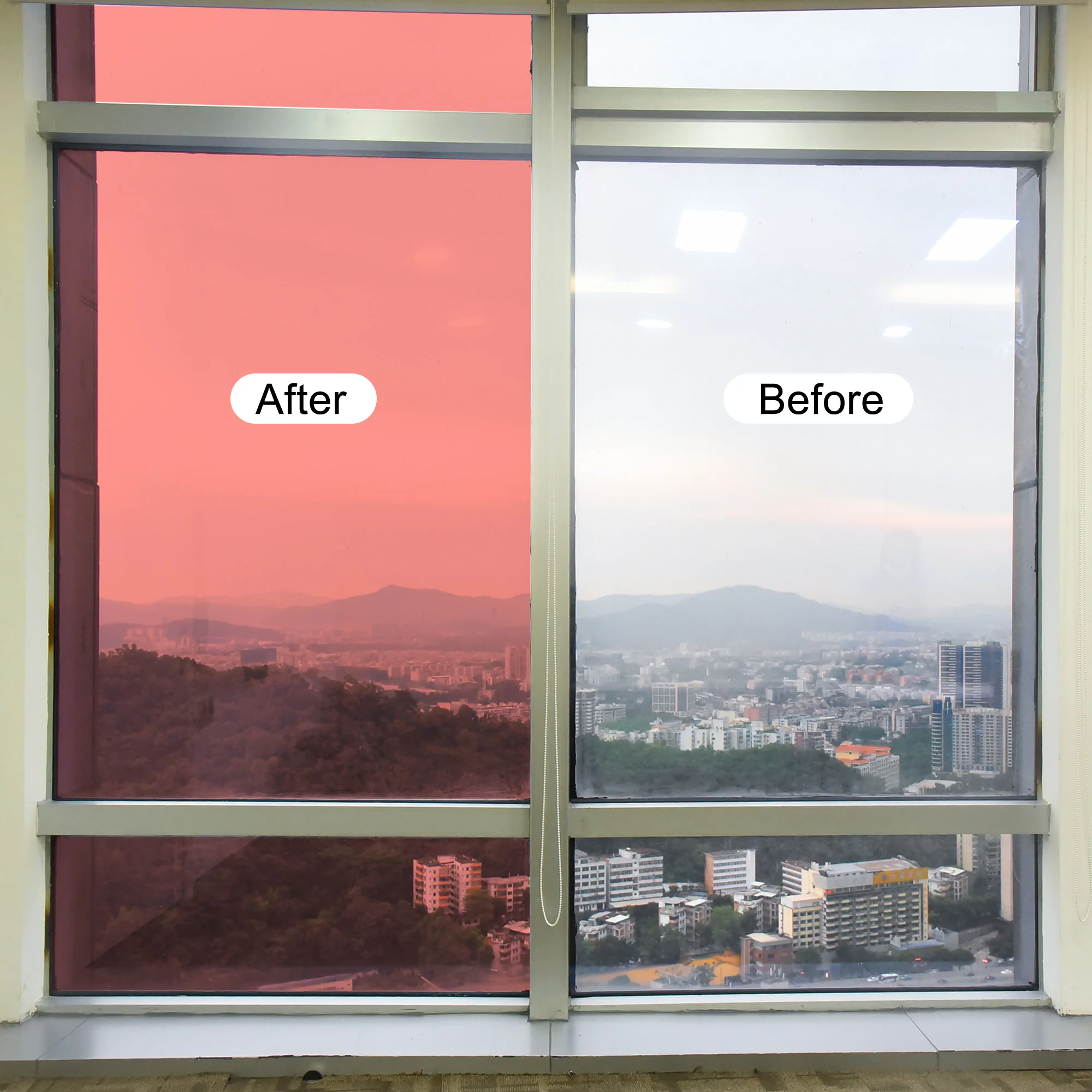 uxcell Window Film, Glass Sun Blocking, Heat Control Self Adhesive Red Window Tint, 6.6x1.64ft for Home Office