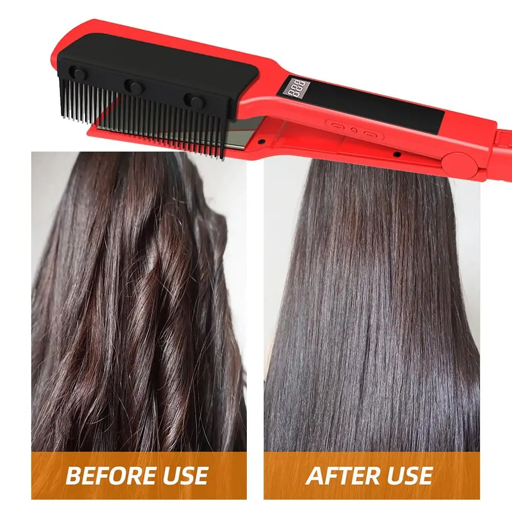 Hair Straightening Flat Iron Comb Attachment Clip On Disassemble Nimble Comb V Type Washable Grip Comb Travel and Home