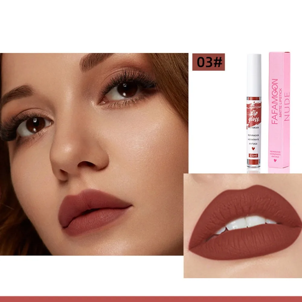 

Long Lasting Velvet Matte Nude Lip Gloss Non-stick Cup Lip Makeup Solid Lip Gloss Make-up Cosmetic Matte Lipstick Women