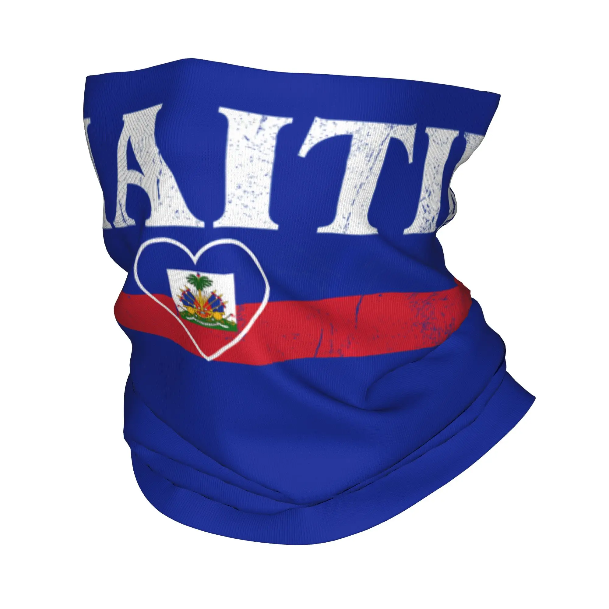 Heart Haiti Haitian Flag Haiti Flag Bandana  Fashion Bicycle Mask Camping Anti-UV Balaclava Graphic Soft Warm Tactical Mask