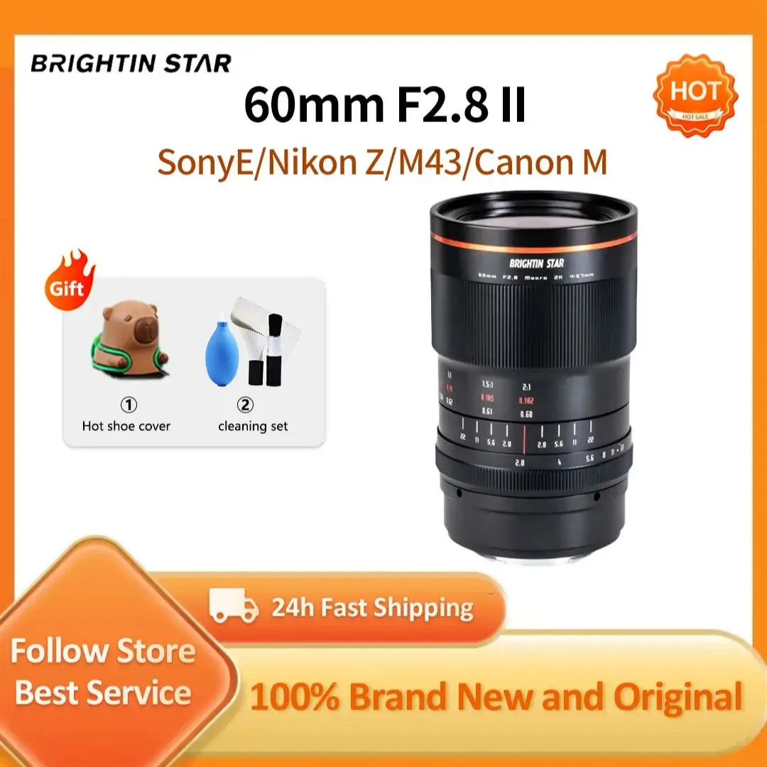 Brightin Star 60mm F2.8 II 2:1 Magnification Full Frame Macro Lens for Sony E nikon Z Canon R RF EOS M M43 Fuji X A7C XT5 ZFC Z8