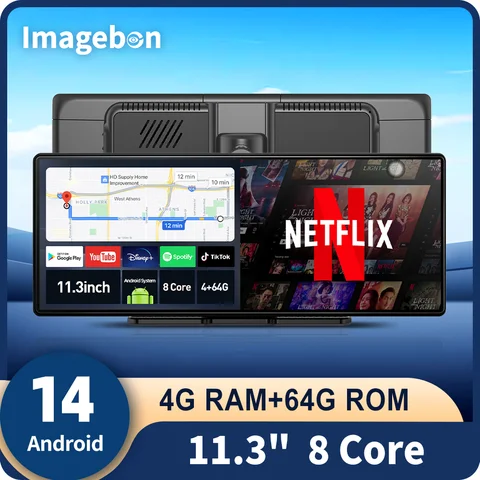 Imagbon W60N 11.3'' 8 Core Android 14 Car Stereo Wireless Carplay & Android Auto Google Play Store Youtube Netflix AI Smart Screen DVR
