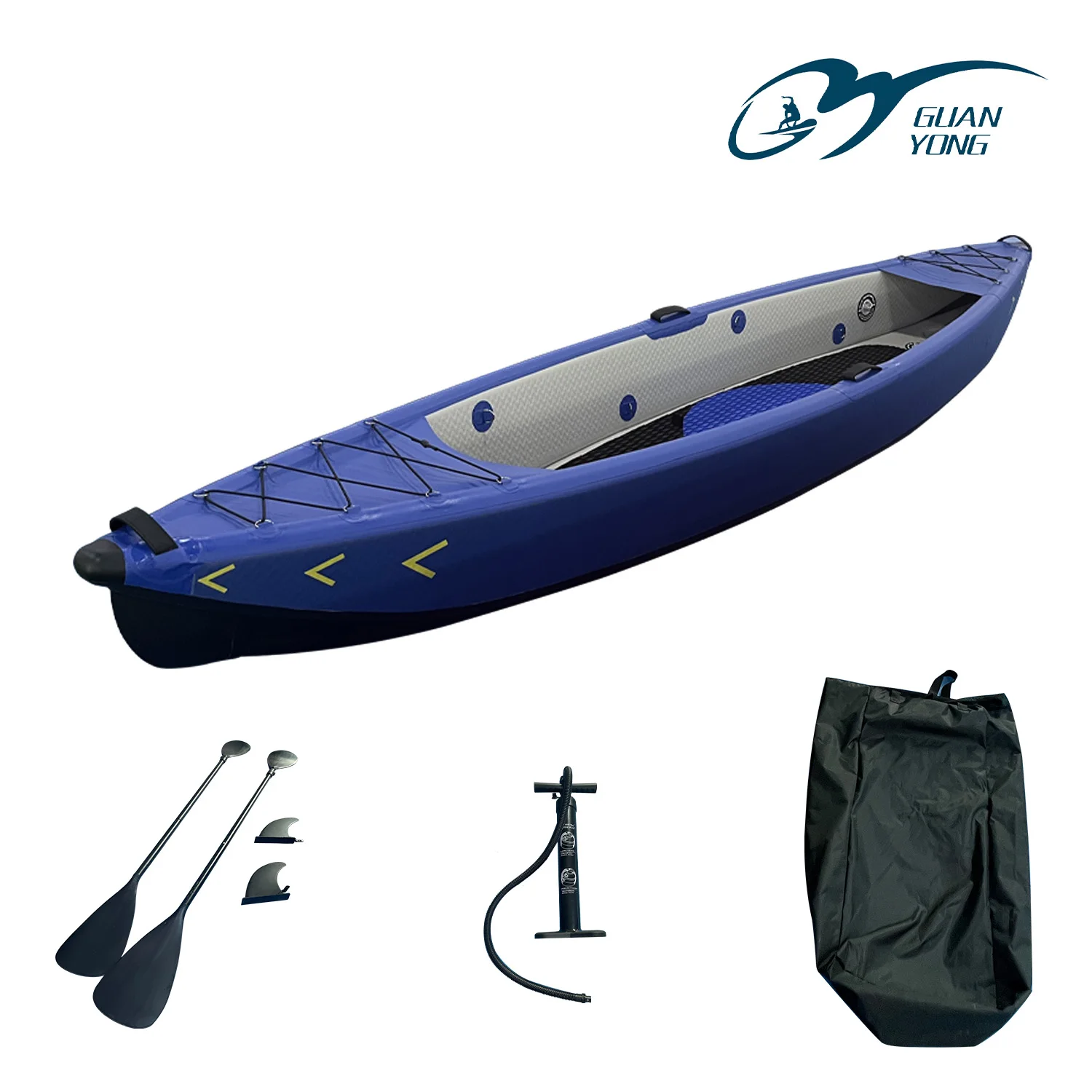 Easy Carry Detachable Kayak Inflatable Boat Hardshell Two Section with PVC Bag for Lake Fishing 4m Length Kayak for 2 People