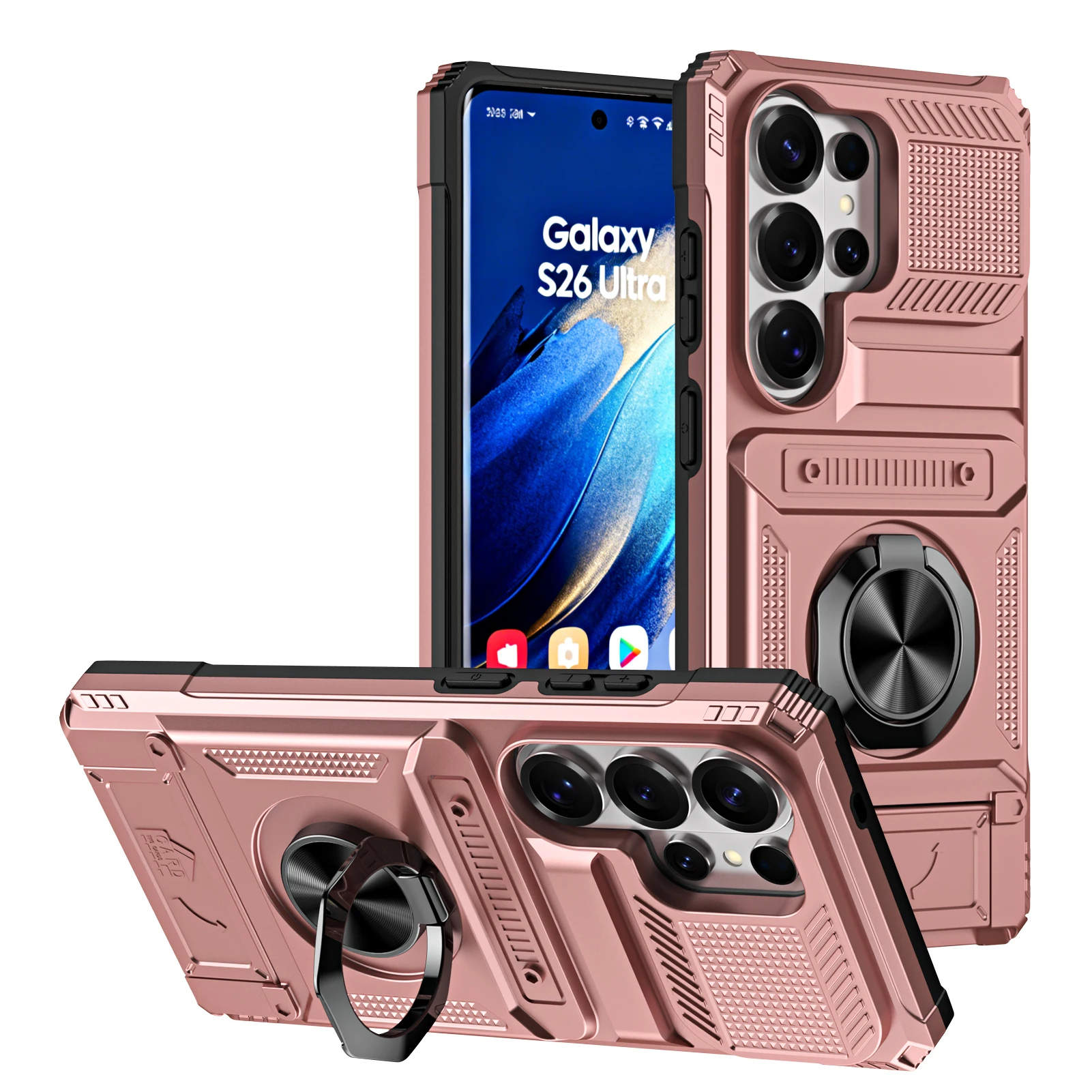 Stoßfeste Kartenhülle für Samsung Galaxy S26 Ultra S23 S25 Edge S24 FE A56 A37 A17 Halter Brieftasche Slot Flip Versteckte Tasche Cover