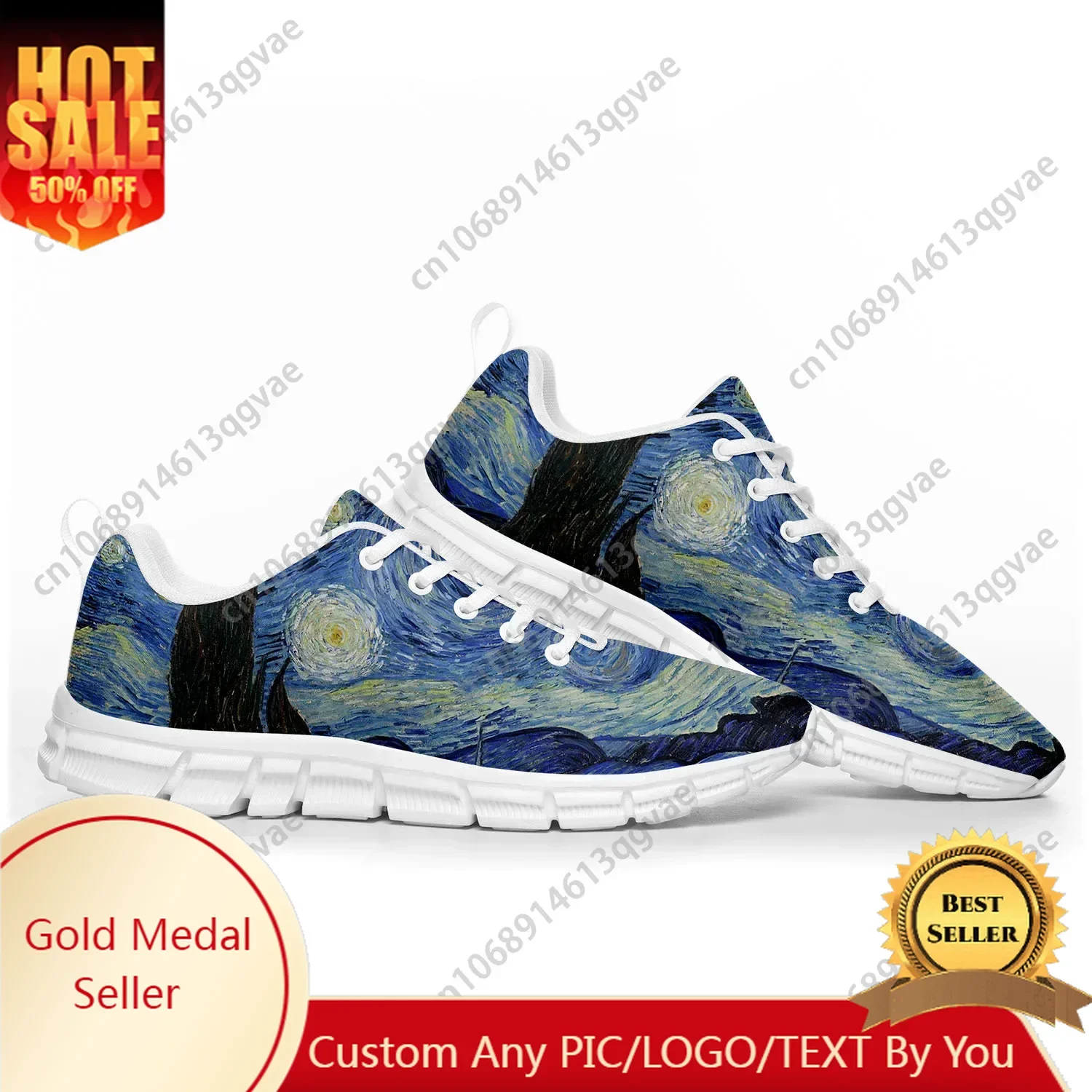 Van Gogh Oil Paint Starry Night Sports Shoes Mens Womens Teenager Sneakers Custom High Quality Casual Couple Shoe