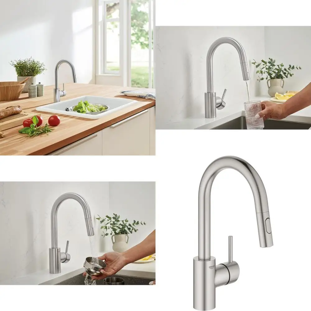 

Выдвижной кухонный смеситель с распылителем, 1,75 галлонов в минуту, нержавеющая сталь