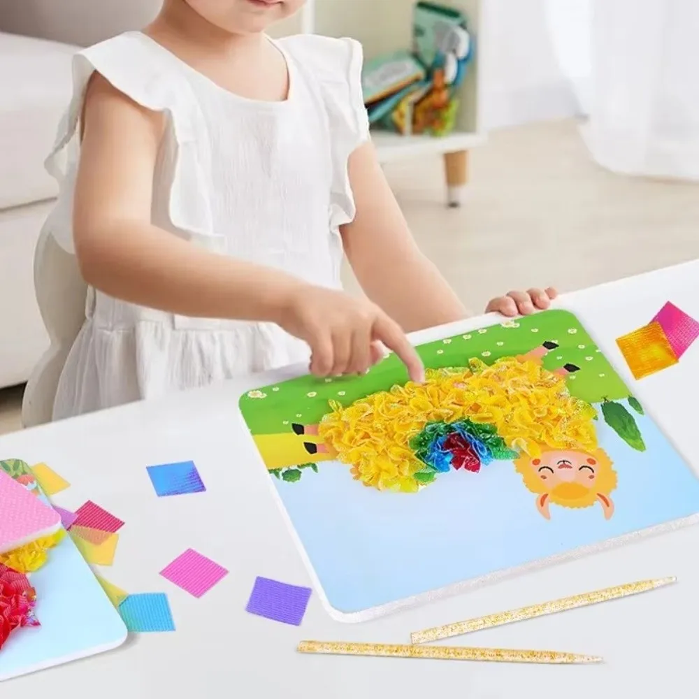 4Pcs/Set Princess Theme Poke Art Activity Sheets Animal Patterns Pen Accessories Included Dress-Up Sticker Set DIY Crafts