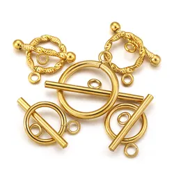 5 Set Stainless Steel Gold Plated Round OT Toggle Clasp DIY Necklace Bracelet connector Jewelry Making Accessory Wholesale Craft