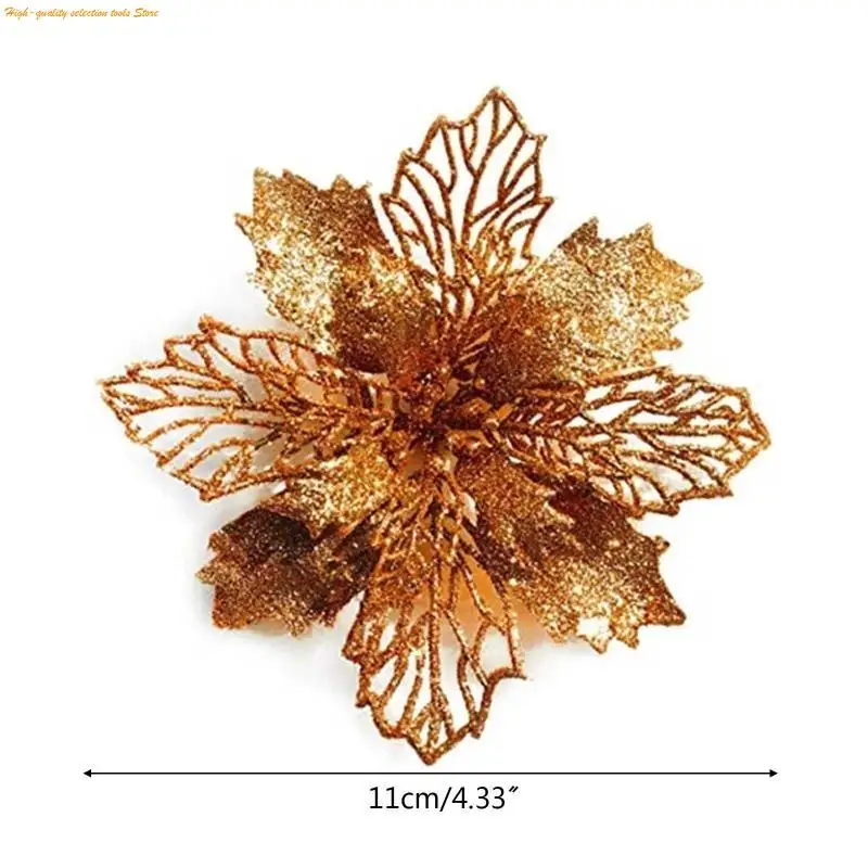 203f 11 Christmas Glitter Poinsettia Flower decorativo Fiori albero Natale per ornamenti per ghirlanda Festival