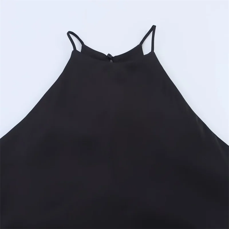 Robe mi-longue en Satin de soie noire pour femmes, tenue Sexy, épaules dénudées, tempérament élégant et personnel élégant, nouvelle collection été 2025