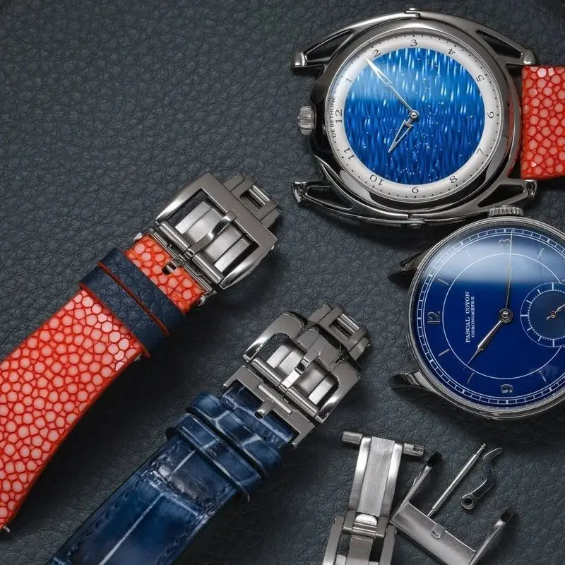 

Premium Spring Deployant Clasp Secure Luxury Watch Buckle for Leather Straps Aircraft Grade Stainless Steel Removable Tang Easy