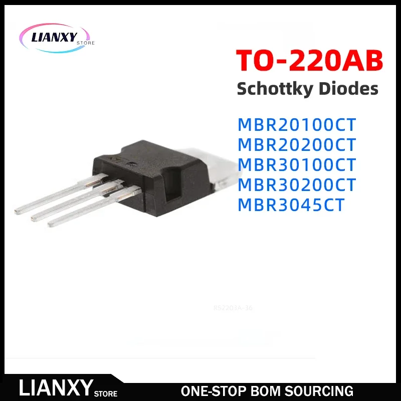 100PCS MBR20100CT MBR20200CT MBR30100CT MBR30200CT MBR3045CT TO-220AB Schottky Diodes   New Original