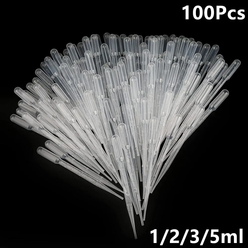 1/2/3/5ML 100Pcs Practical Transparent Pipettes Disposable Plastic Eye Dropper Transfer Graduated Pipettes School Lab Supplies