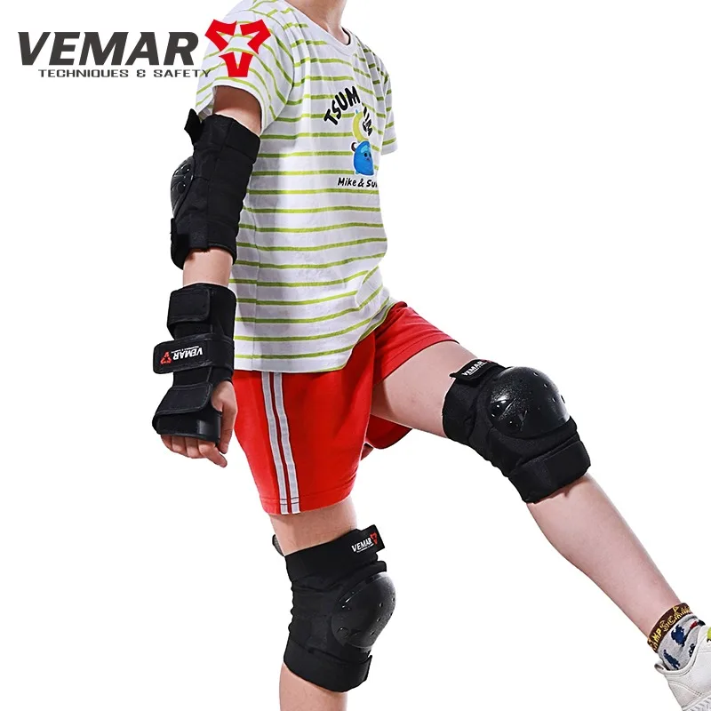 VEMAR Children Motorcycle Knee Elbow Hand Pads 6 Pcs Short Hard Shell Protective Gear 2