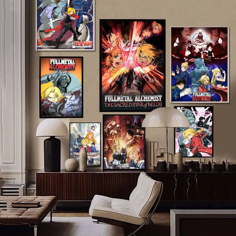 F-Fullmetal Alchemist Anime Classic Vintage Poster, HD-Qualität, Wandkunst, Retro-Poster für Zuhause, Zimmer, Wanddekoration