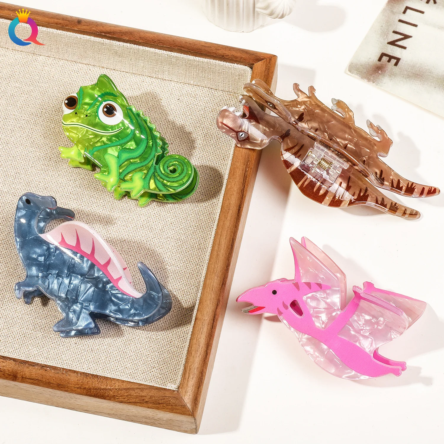 Pascal Rapunzel Lizard Hair Clip Acrylic Cartoon Dinosaur Hair Clip Cute Plate Hair Grab Clip Girls Shark Clip Hair Accessories