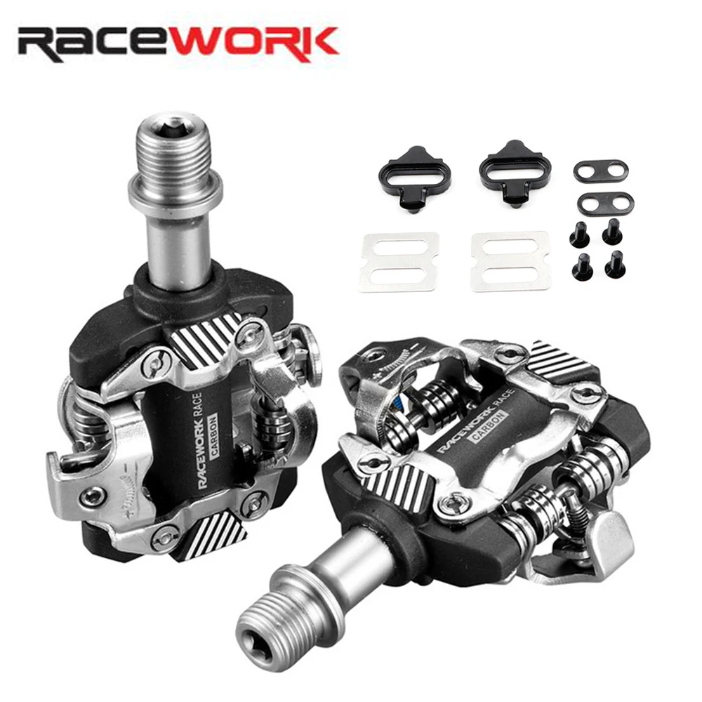 RACEWORK MTB Cycling Self-Locking SPD Pedal Pedals Mountain Bicycle Clipless DU Bearing Footrest Parts Mountain Bike Pedals