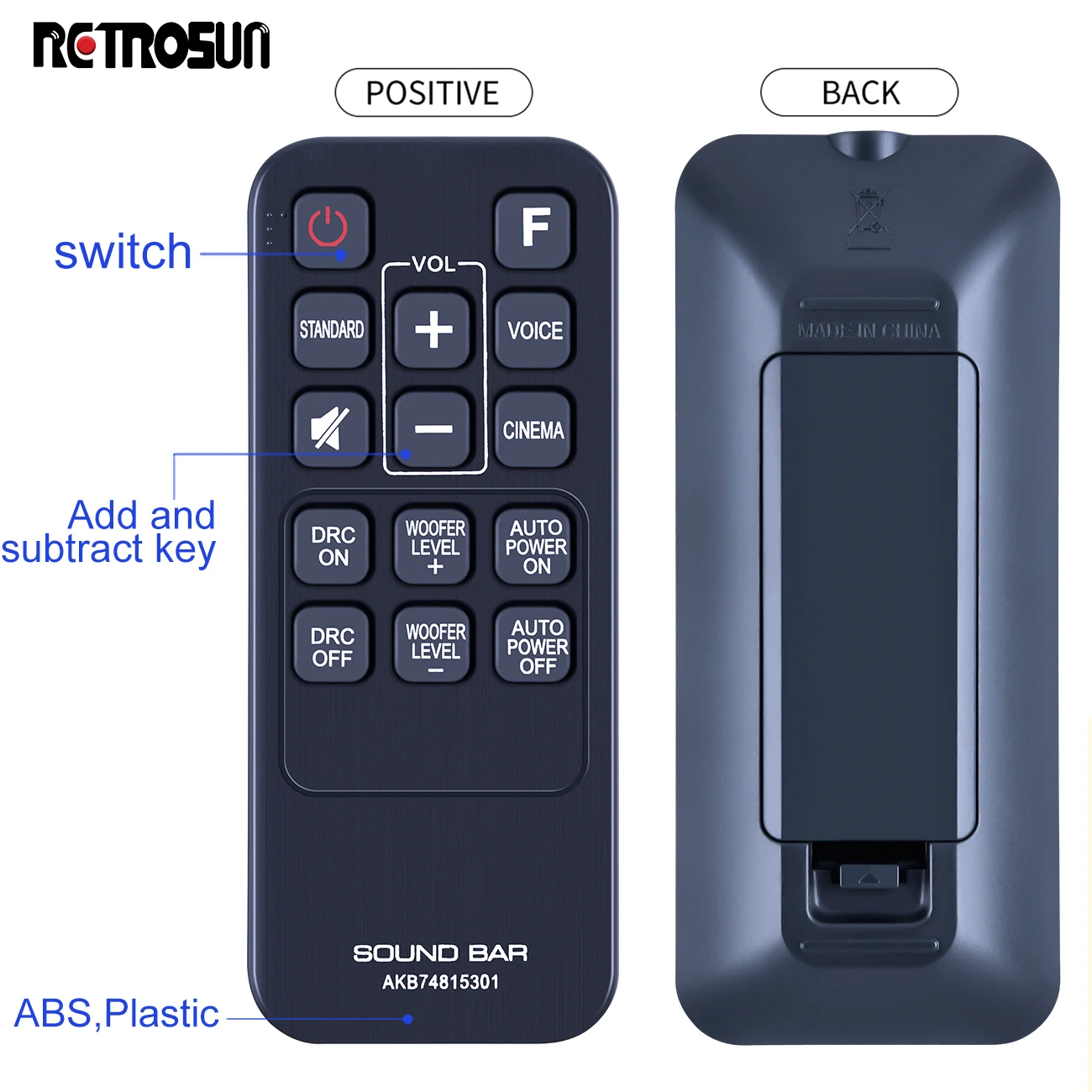 New Remote Control AKB74815301 for Sound Bar Soundbar LAS160B LAS260B LAS454B LAS465B SH3K SPH4B-W S55A3-D S45A1-D L