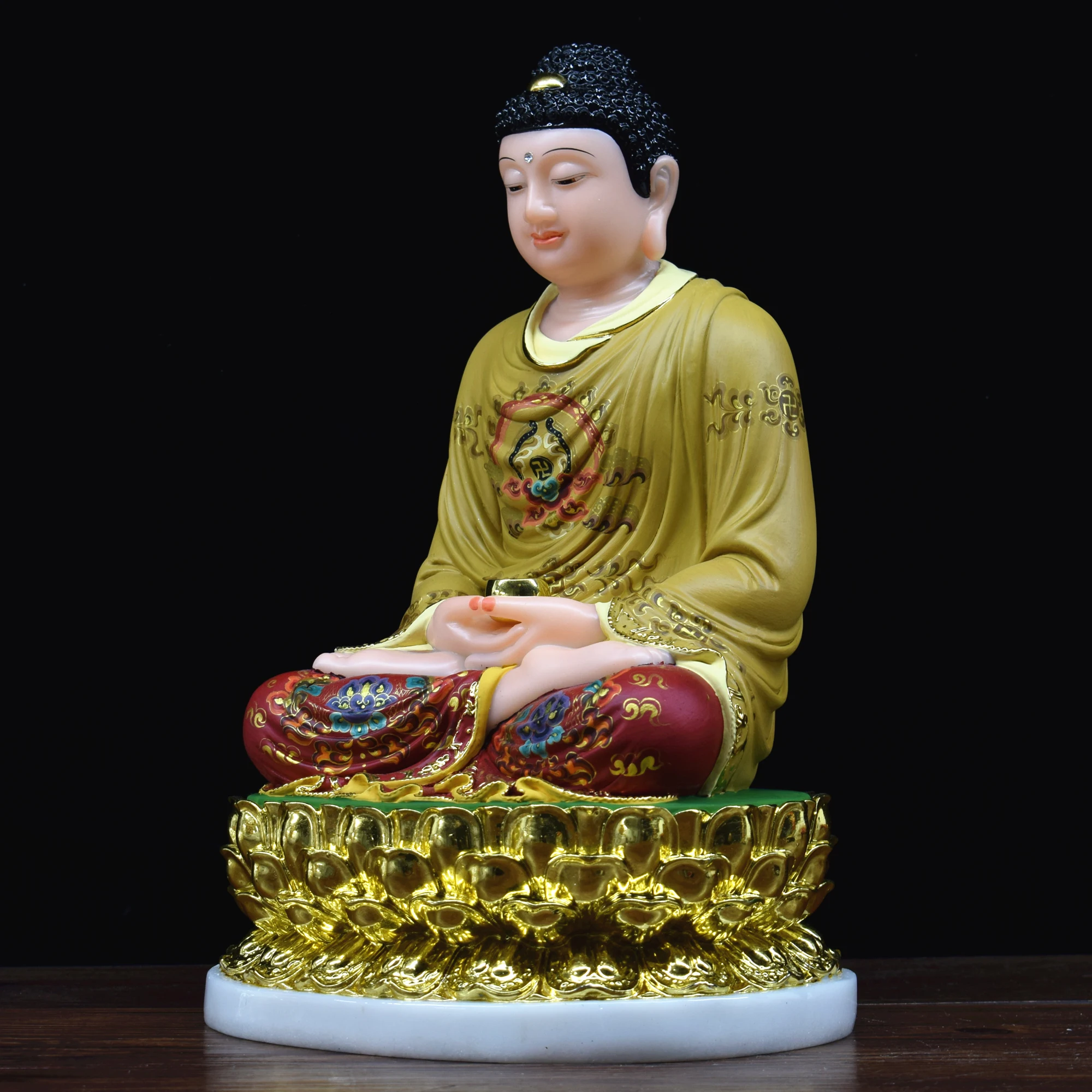 High-grade TOP Buddha statue Home store company Shrine FAMILY bless safe Painted  Sakyamuni Buddha jade gilding Sculpture