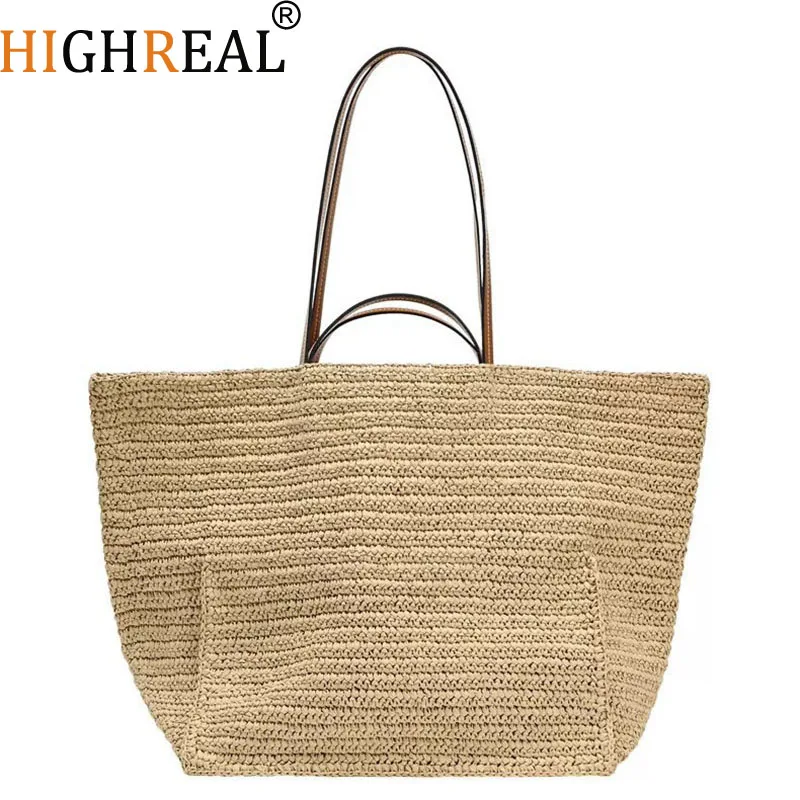 

Women Shouder Bohemian Straw Underarm Summer Beach Woven Armpit Large Casual Crochet Tote Bag Shopping Bags