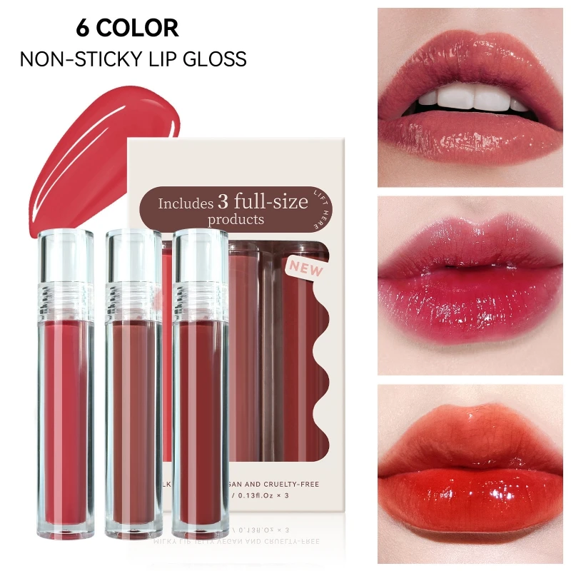 3 teile/satz wässriger flüssiger Lippenstift langlebiger praller feuchtigkeit spendender Lip gloss kein Stick Geschenk Party Maquiagem wasserdicht sexy Make-up