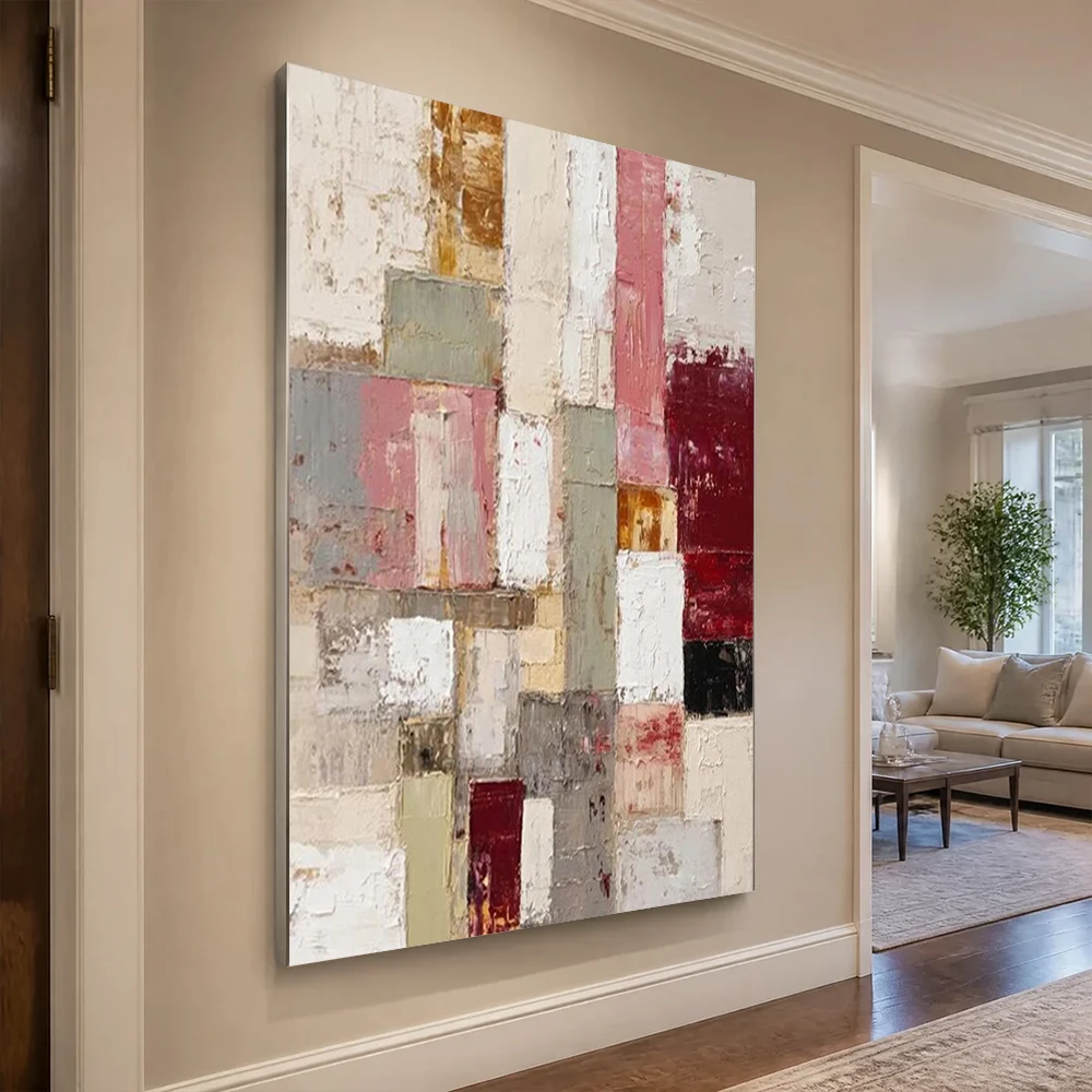 Colorful Graffiti Art Line Canvas Painting Modern Hand-Painted Abstract Oil Painting City Landscape Mural For Living Room Decor