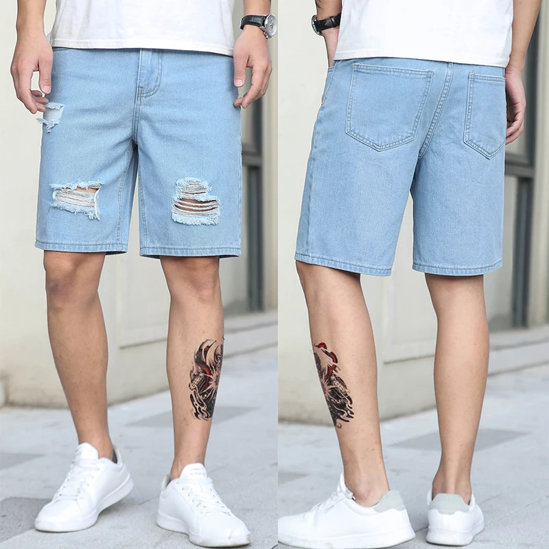 2022 Hot Sale New fashion personality casual men's ripped denim shorts cheap men's original jeans shorts