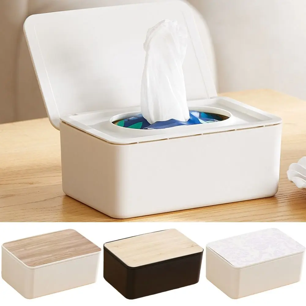 With Lid Wet Wipes Storage Box Pull-out Dust-proof Tissue Dispenser Space Saving Large Opening Sealed Wet Tissue Case Desktop