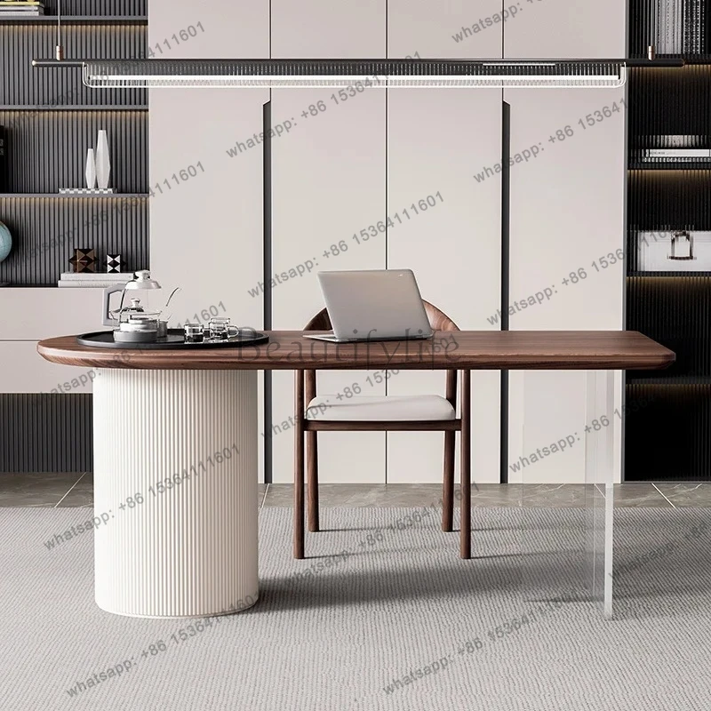 Modern Minimalist Balcony Tea Table and Chair Set Solid Wood Tea Table Small Household Tea Brewing Table