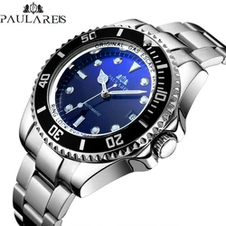 PAULAREIS P Classic Mechanical Watches Luxury Brand Business Automatic Watch for Men Rotatable Bezel Luminous Dial Steel Clock