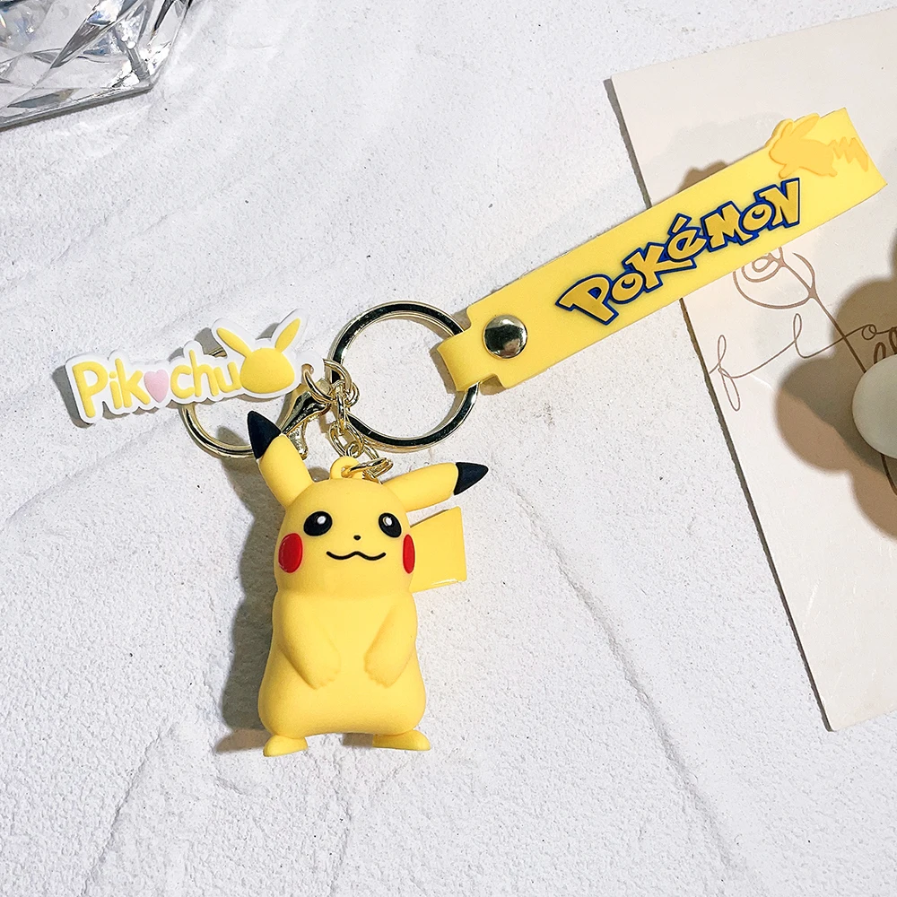 Niedlicher Pokemon Pikachu Schlüsselanhänger, weicher Puppenanhänger, Schulranzen-Taschenanhänger, Schlüsselring, Souvenir, Dekoration, Geschenk für Pokemon-Fans